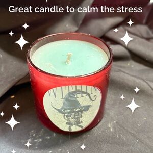 Red and Green Candle with Witch Design